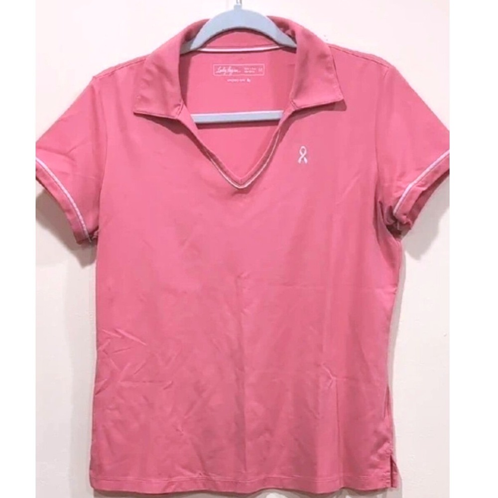 Lady Hagen Short Sleeve Golf Polo Womens Medium Pink V-Neck Athletic Top